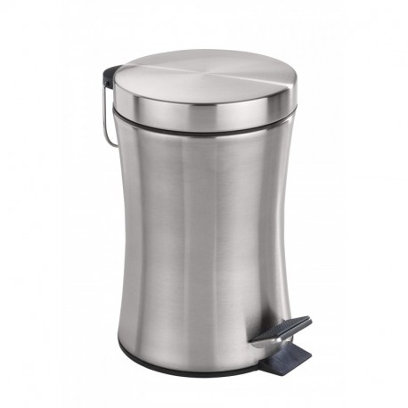 Wenko Pieno Cubo de Pedal para Baño 3 L, Acero Inoxidable, Plata, 23.5x17x25.5 cm