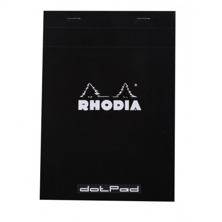 Rhodia 16601C - Bloc de notas perforados 80 hojas, A5, 14.8 x 21 cm, con puntos, 5 mm entre puntos , color negro