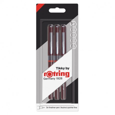 Rotring 1904811 Tikky Graphic Fineliner conjunto de bolígrafos de punta fina de 0,20 mm, 0,40 mm, 0,80 mm blíster de 3 