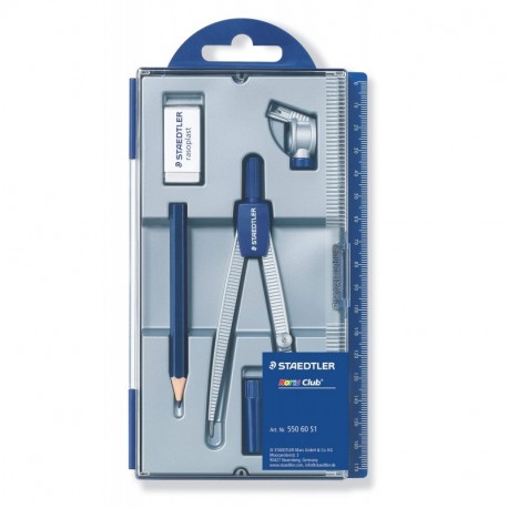 Staedtler Noris Club 550 60 S1. Set de dibujo con estuche, compás escolar, tubo de minas, lápiz y goma de borrar