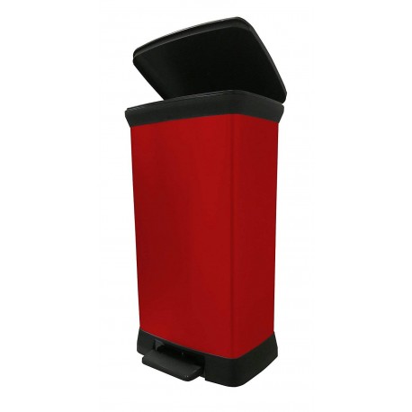 CURVER 187180 - Cubo de basura con pedal efecto metal, 50 L , color rojo