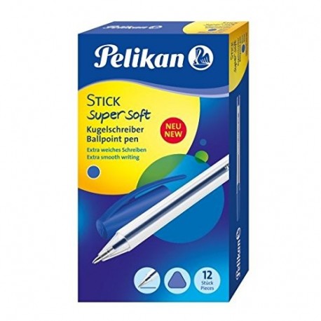 Pelikan bolígrafo STICK Super Soft, color azul 12 unidades