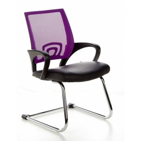 hjh OFFICE 650450 VISTO NET V Silla de confidente, malla negro, lila cromado