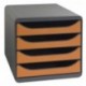 Exacompta BigBox - Mueble archivador con 4 cajones, color gris y naranja