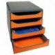 Exacompta BigBox - Mueble archivador con 4 cajones, color gris y naranja