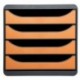 Exacompta BigBox - Mueble archivador con 4 cajones, color gris y naranja