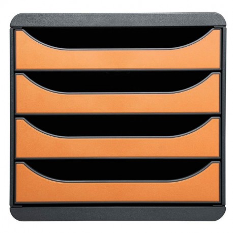Exacompta BigBox - Mueble archivador con 4 cajones, color gris y naranja