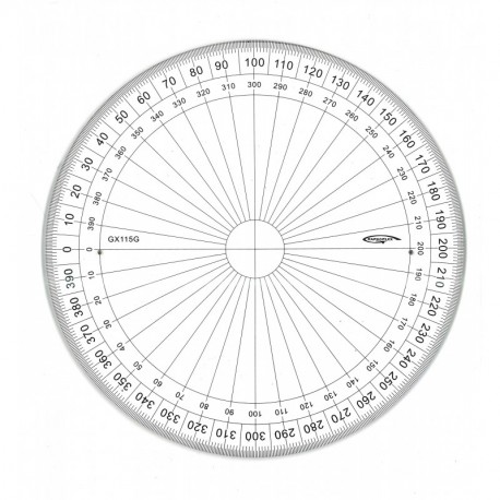 Graphoplex - Transportador circular 400 grados, sistema centesimal, 15 cm 