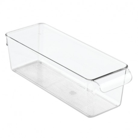 InterDesign Linus Caja para almacenaje, organizador para la cocina de plástico de tamaño pequeño, caja con asas, transparente