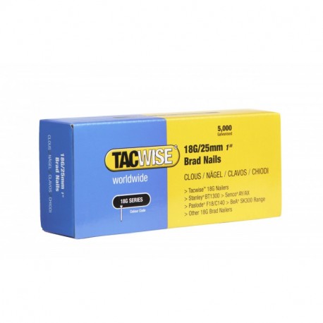Tacwise 0396 - Caja de clavos galvanizados de 18 x 25 mm para clavadoras automaticas, 5000 unidades