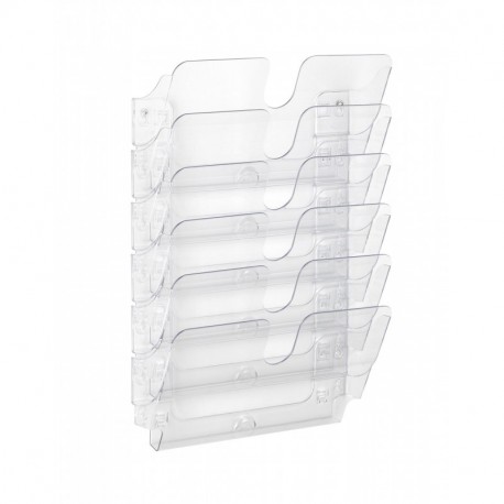 Durable FlexiPlus 6 A4 - Portafolletos de pared con 6 compartimentos A4, transparente