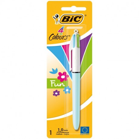 BIC 4 Colores Fun - Bolígrafo en 4 colores, multicolor