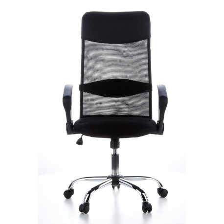 hjh OFFICE 621100 silla de oficina ARIA HIGH tejido de malla / piel sintética negro, muy cómodo, respaldo alto elegante, con 