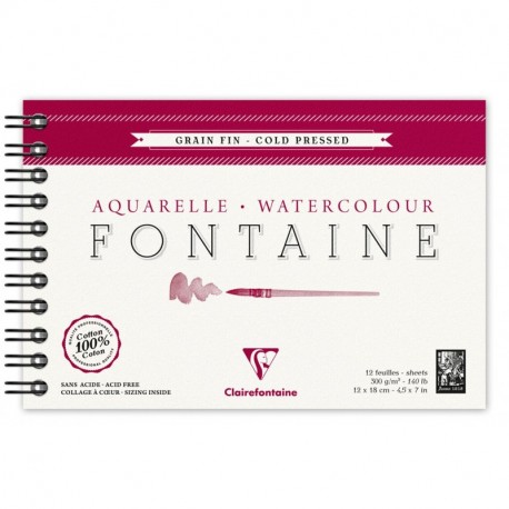 Clairefontaine 96312C - Libreta de papel para pintar con acuarela grano fino, 12 folios , color blanco