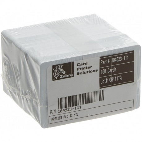 Zebra Premier PVC Card, 30 mil 5 packs x 100 - Tarjetas de visita 30 mil 5 packs x 100 
