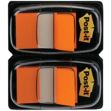 Post-it - Dispensador de banderitas separadoras 2 x 50 unidades, 25 mm , color naranja