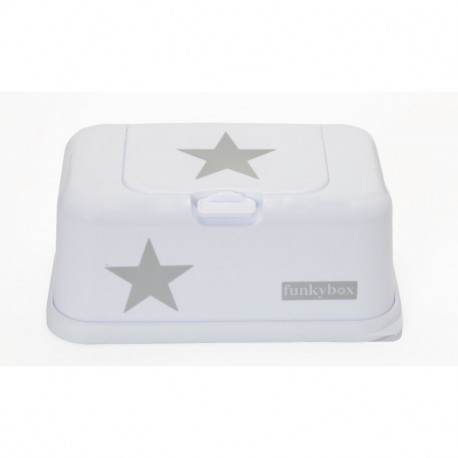 Funky Box FB09- Cajita para toallitas húmedas con diseño estrella, 21 x 13 x 9 cm, color blanco