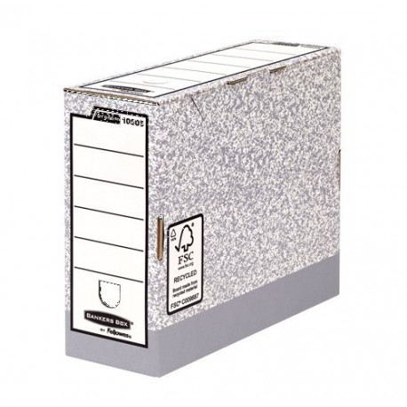 Fellowes Bankers Box 108051, Cajas de Archivos Automáticos, A4, Lomo 100 mm, Gris Jaspeado 10 unidades 