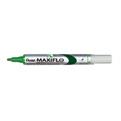 Pentel Maxiflo - Lote de 12 rotuladores para pizarra blanca punta mediana, tinta líquida , color verde