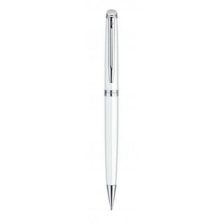 Waterman Hemisphere portaminas blanco con adornos cromados, con estuche