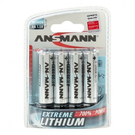 Ansmann 1512-0002 LR6 - Litio 1,5V 1x4 ampolla Mignon AA batería, 700% more Power