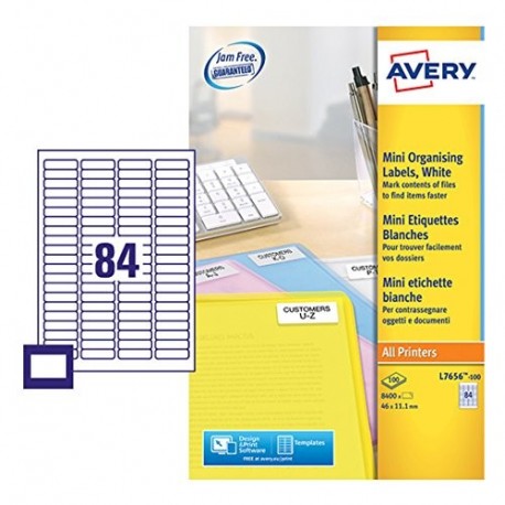 Avery L7656-100 - Paquete de 8400 etiquetas multiuso 46 x 11.1 mm , blanco