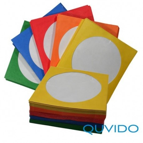 Quvido - Fundas de papel con ventana transparente para CD y DVD paquete de 100 unidades 