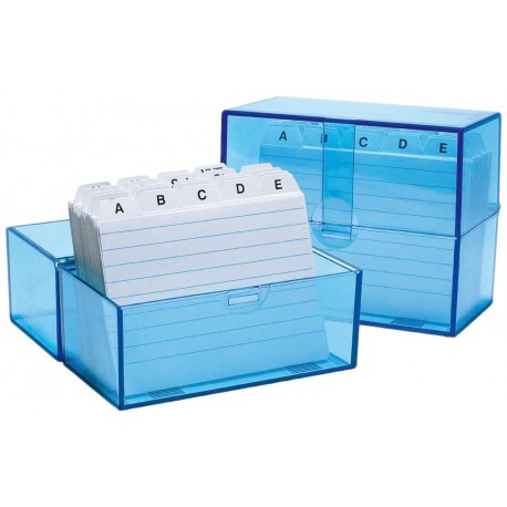 Wedo 2507303 - Caja archivadora de tarjetas DIN A7/300, azul translúcido