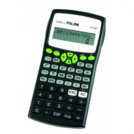 Milan 159110GRBL - Calculadora científica, 240 funciones, color negro con funda verde