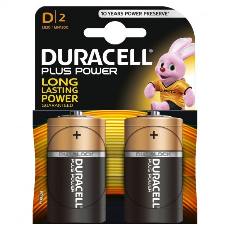 Duracell Plus Power Pilas Alcalinas D, paquete de 2