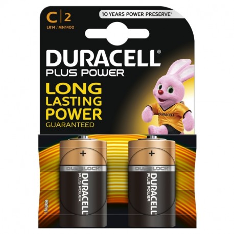 Duracell Plus Power Pilas Alcalinas C, paquete de 2