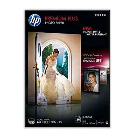 HP Premium Plus CR672A- Papel fotográfico satinado 20 hojas, A4 