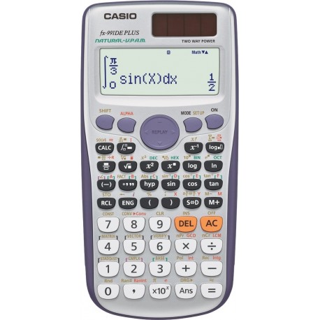 Casio FX-991DE Plus - Calculadora científica con panel solar y batería , color plateado y morado