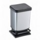 Rotho Paso - Contenedor de basura ermético a olores, con pedal, 20 L, Plateado, 29,3 x 26,6 x 45,7 cm