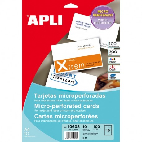 APLI 10608 - Tarjeta visita microperforada 200g 10 hojas