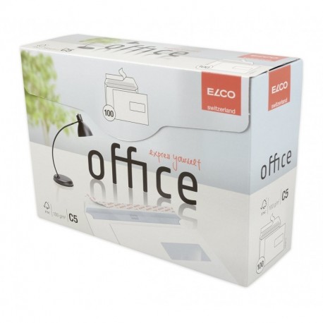 Elco Office C5 100pieza s - Sobre con ventana Color blanco, 100 x 45 mm, 100 g/m², C5 162 x 229mm , 162 mm, 22,9 cm 