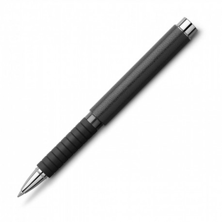 Faber Castell - Bolígrafo de punta redonda recubrimiento de piel , color negro