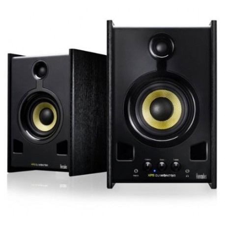 Hercules XPS 2.0 80 DJ Monitor - Altavoces para DJ 2.0, 80 W, cupulas de seda, conector RCA, TRS, ajustes de bajos/agudos