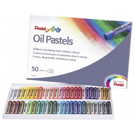Pentel PHN-50 - Pack de 50 pasteles de aceite, multicolor