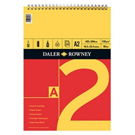 Daler Rowney - Paquete de papel ingres espiral, tamaño A2, 25 hojas, acuarela y otras técnicas 