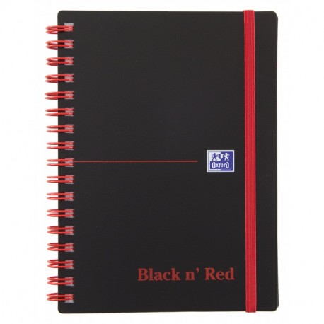 Black n Red - Cuaderno de espiral tamaño A6, tapas de polipropileno , color negro y rojo