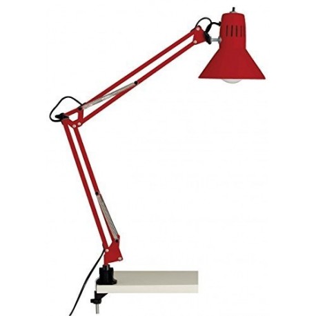 Brilliant Hobby - Lámpara de mesa con pinza de color rojo.