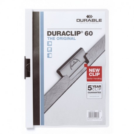 Durable Duraclip- 5 dossieres fastener, capacidad: 60 hojas, color blanco