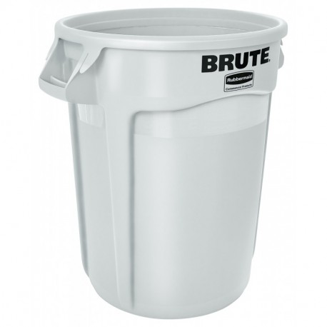 Rubbermaid 2620 Brute - Cubo de basura con tapa deslizante, capacidad de 75.7 l, blanco
