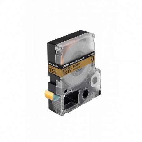 Epson LC4KBM9 - Cinta para etiquetadora, color oro y negro metálico