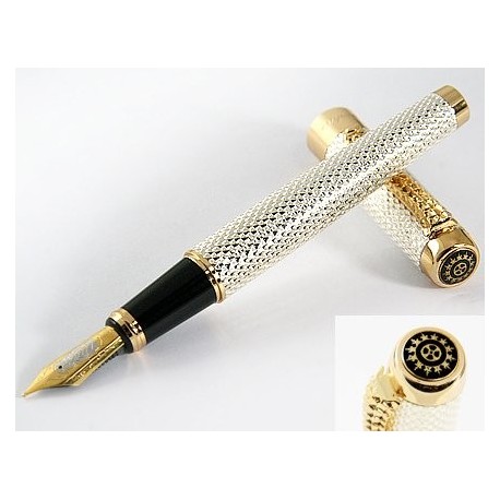 Jinhao dragón de oro cristal rojo pluma fuente con ojos empuje convertidor tinta del estilo