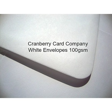 Cranberry Card Company - Sobres cuadrados 50 unidades, 155 x 155 mm, 100 gsm , color blanco