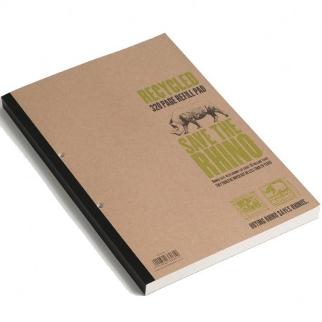 Rhino RHDFMR-2 - Cuaderno papel reciclado, A4, 320 páginas , diseño Save The Rhino