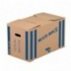 Nips Multi-Box X - Cajas de mudanza 10 unidades, 64,5 x 34,5 x 37 cm , color marrón con rayas azules