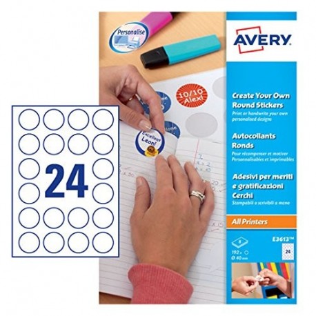 Avery E3613 - Paquete de etiquetas despegables, color blanco